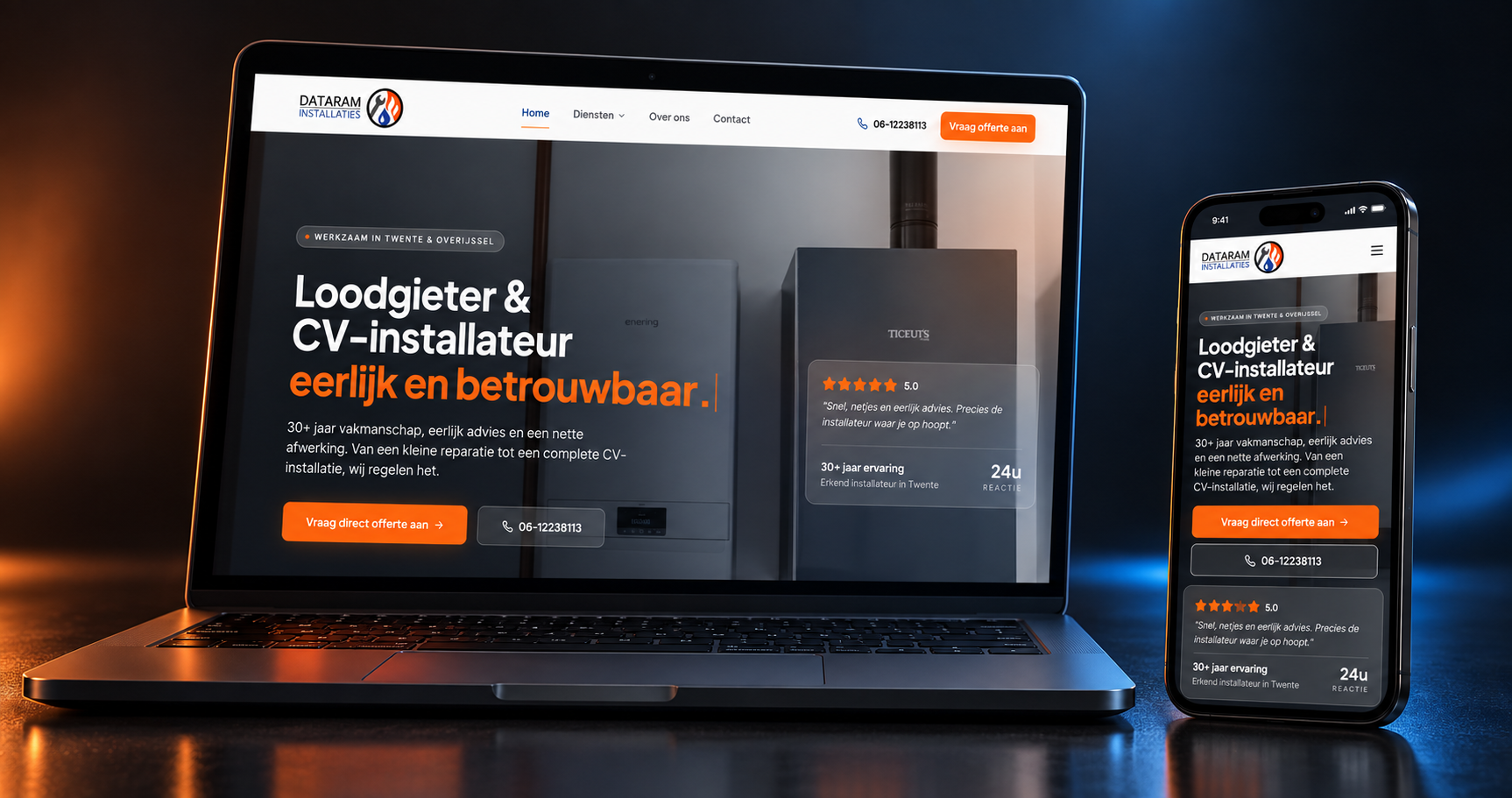 Custom Website & Admin Dashboard - Dataram Installaties